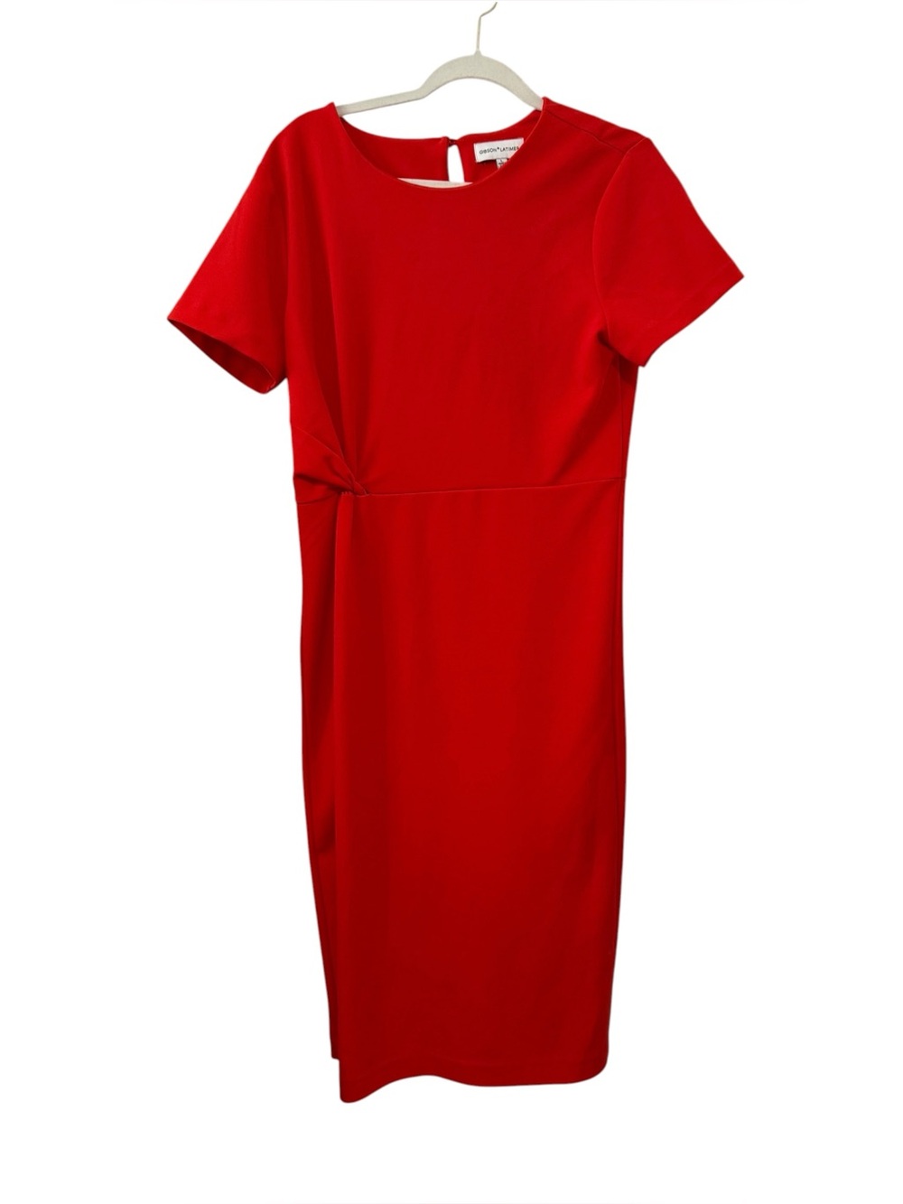 Gibson Latimer Red Midi Sheath Dress Side Twist Stretch Workwear Size Large